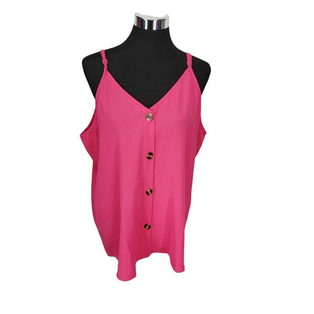 Jonivey‎ Women's Strappy Chiffon Button Down 2X adjustable straps Tank Tops